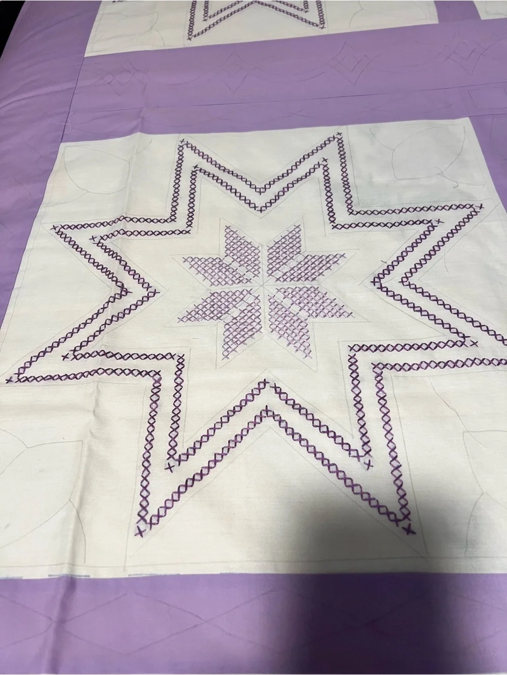 Lavender Star Patchwork Quilt Set Queen